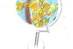 5 - Nussbaum Detail - Globus mit blutigem Stacheldraht (von Ina)
